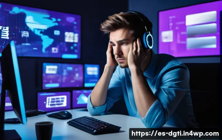 미니멀리즘을 위한 온라인 콘텐츠 소비 습관 - **"A young adult, male or female, dressed in contemporary casual attire, sitting at a desk overflowi...