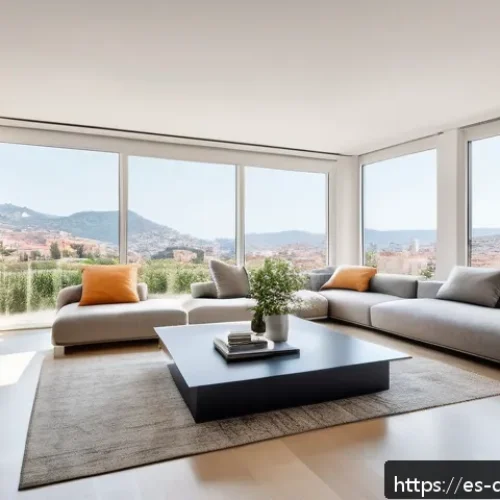 Home 17 디지털 환경에서의 물건 소유 줄이기 - A modern, minimalist living room in a bright Spanish apartment, featuring sleek multifunctional furn...